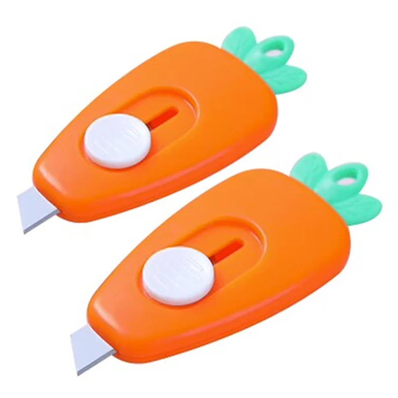 Unboxing Knife Cartoon Carrot Mini Portable Artwork Knife Box Cutter Pocket Stretch Paper Cutters School Office Supplies Gift