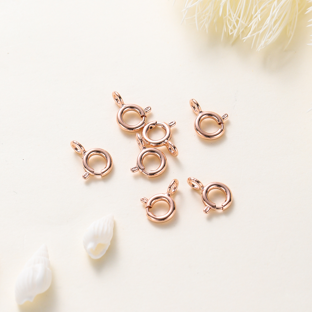 10pcs/ 14K 18K Gold Round Spring Clasp With Jump Ring Open Connect Clasp For DIY Jewelry Necklace Chain Making Accessories