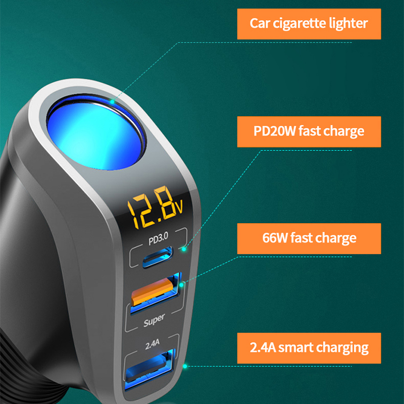 SEAMETAL 66W Carregador de Carro PD20W QC3.0 Porta Tipo USB Carregador de Telefone de Carregamento Rápido 12V/24V Adaptador de Alimentação Universal para Isqueiro