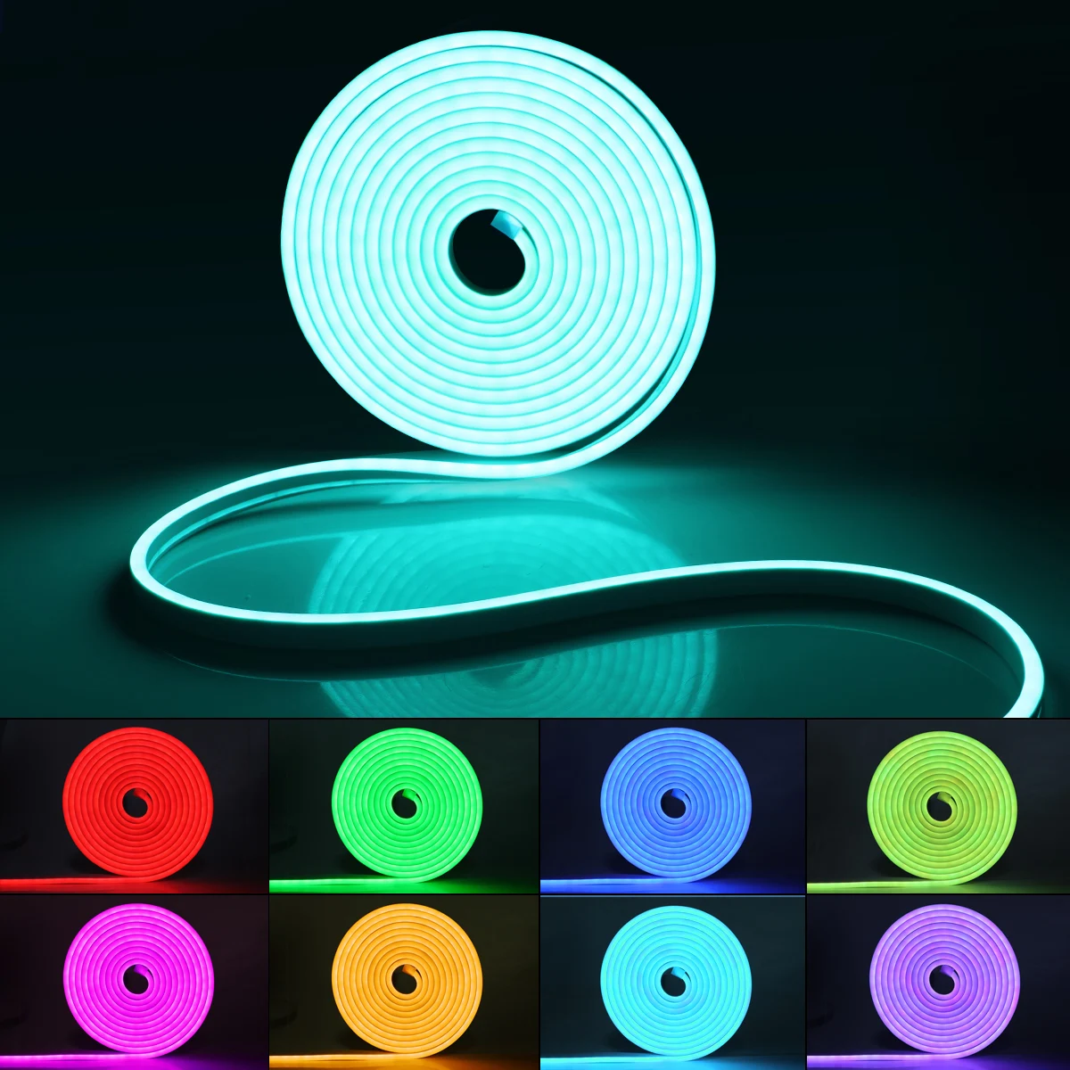 LED z Bluetooth Neon światła linowe 16,4 stopy RGB wąż świetlny LED 5V kontrola aplikacji zmieniająca kolor lampka linowa, światła neonowy pasek LED do gier