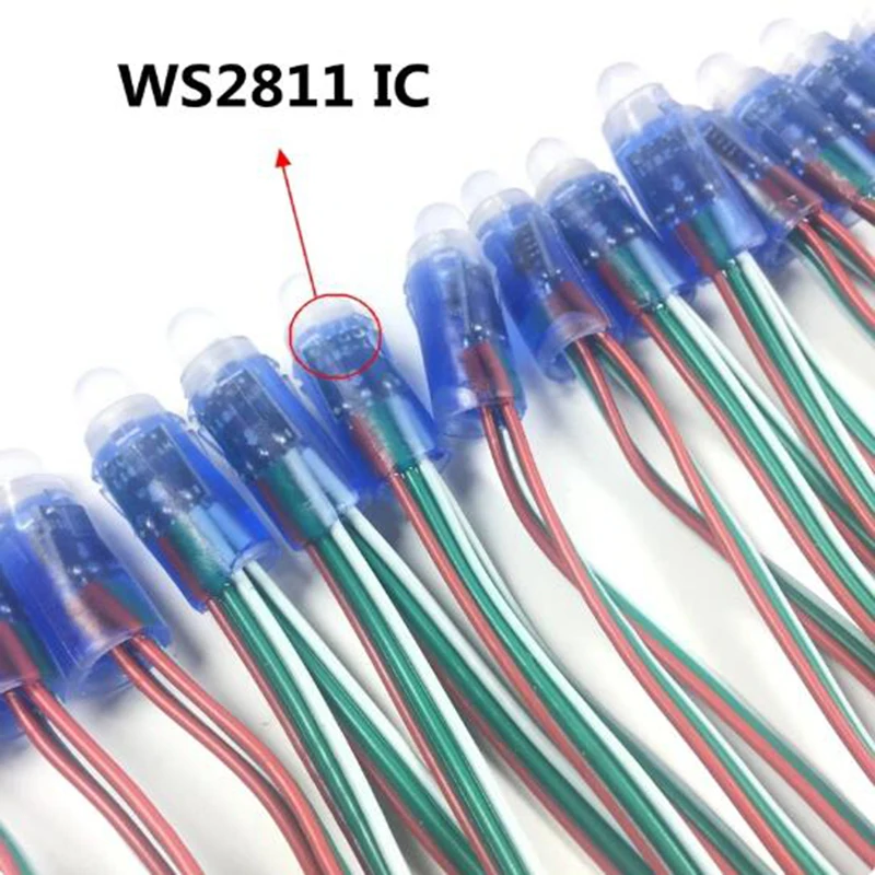 Módulo de píxeles LED WS2811, DC5V, 12mm, 50/500 piezas, cadena digital RGB a todo color, resistente al agua IP68 para decoración al aire libre
