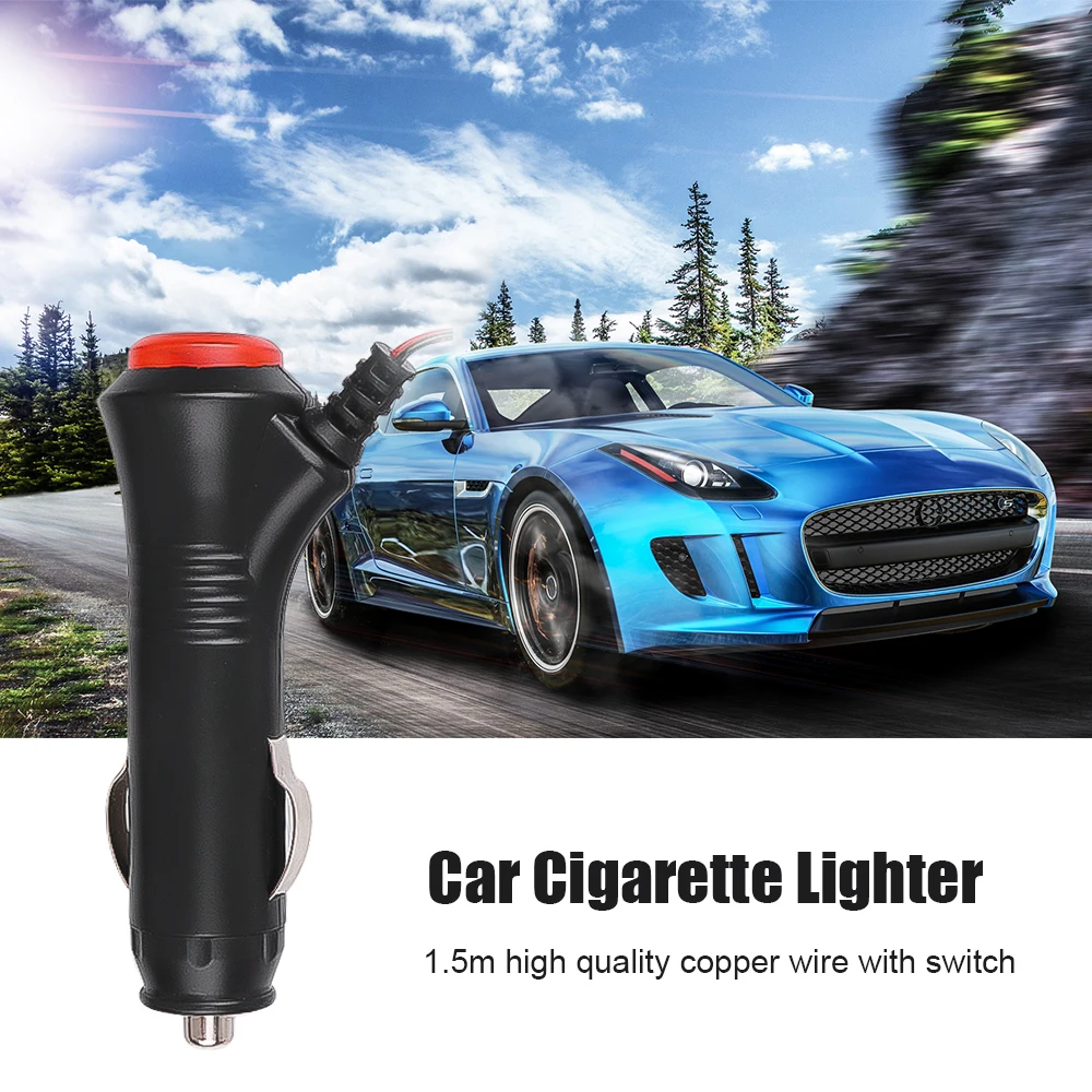 Auto Sigarettenaansteker Plug Connector 1.5 Meter Kabel 12V 24V Autolader Aan Uit Schakelaar Universeel voor Auto Licht