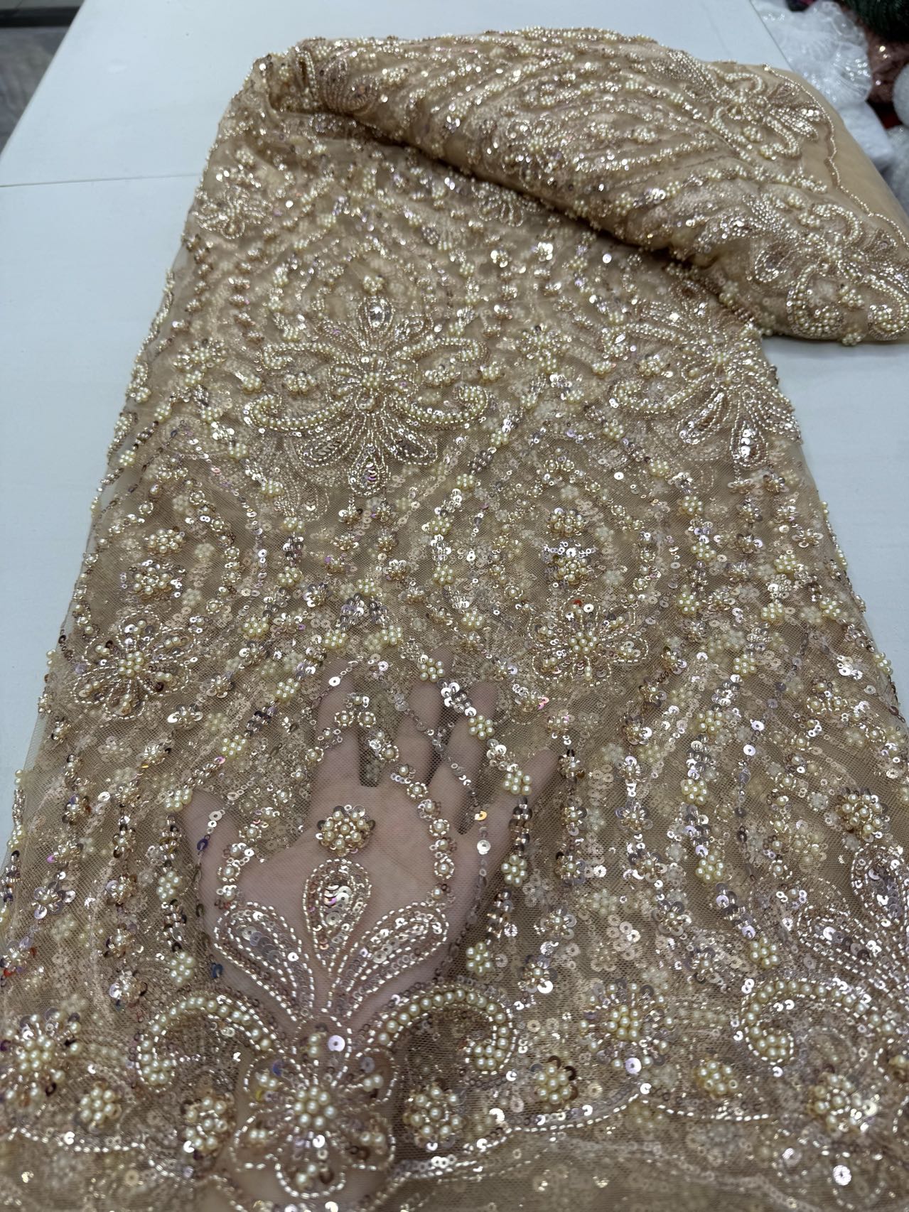 2025 Высокое качество, африканский тюль с блестками, вышитая кружевная ткань для жениха, кружевная ткань с блестками и бисером для нигерийской свадьбы JY