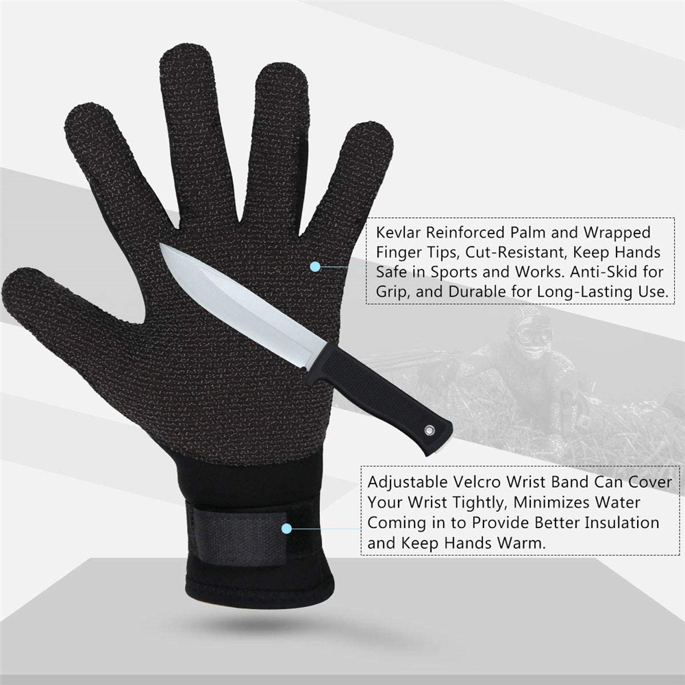 Guantes de buceo de neopreno de 3mm, resistentes a cortes, mantienen el calor para snorkel, remo, surf, kayak, canoa, pesca submarina, deportes acuáticos