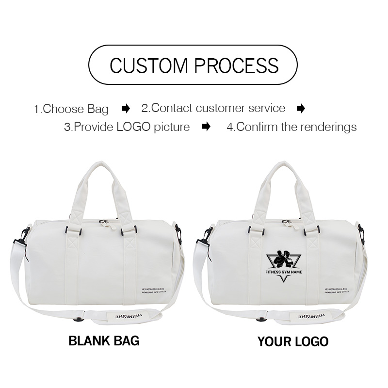 ผู้ชายยิมกระเป๋าโลโก้ที่กําหนดเองขนาดใหญ่แห้งและเปียกฟิตเนสกระเป๋าถือชายหญิงกีฬากระเป๋าบุคลิกภาพการปรับแต่งกระเป๋าเดินทางหนัง PU