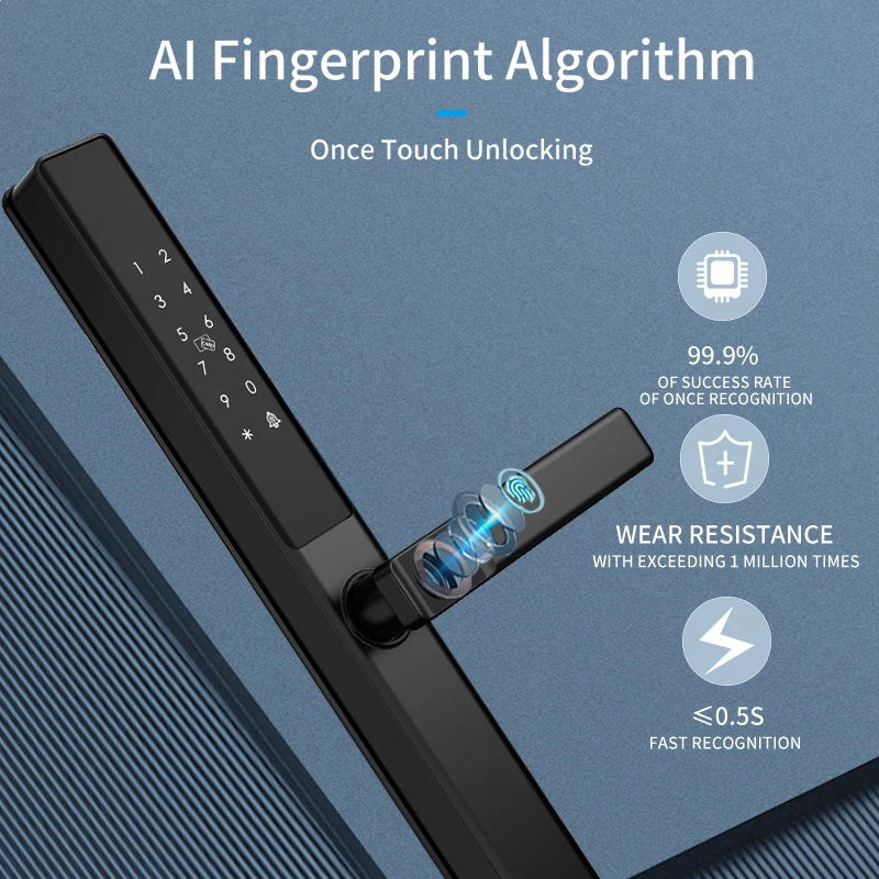 Double-Side Smart Door Lock Waterproof Fingerprint Password Card Tuya App Bridge-Cut For Outdoor Pull Push Sliding Grille Door