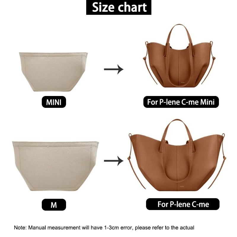 EverToner Felt Insert Bag For P-LENE C-me Liner Bag Felt Cloth Makeup Bag Support Travel Portable Insert Purse Organizer