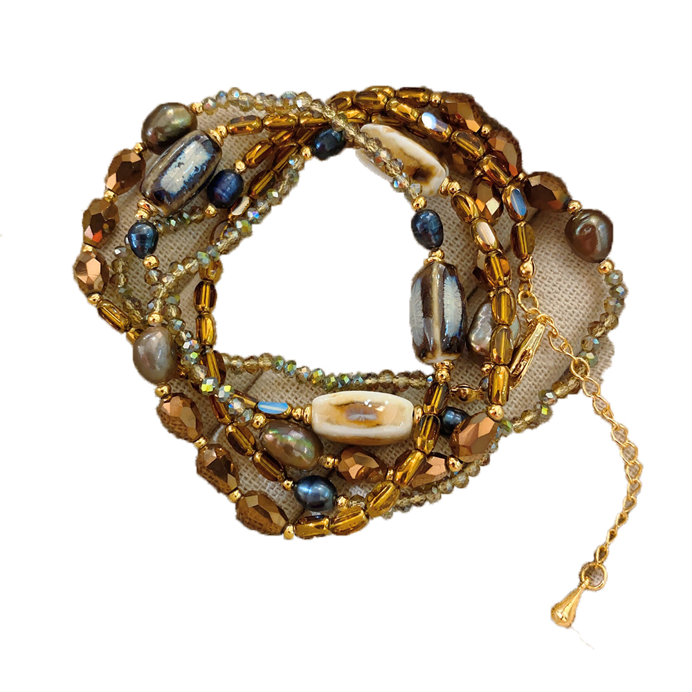 Женское Ожерелье из бисера, с натуральным камнем