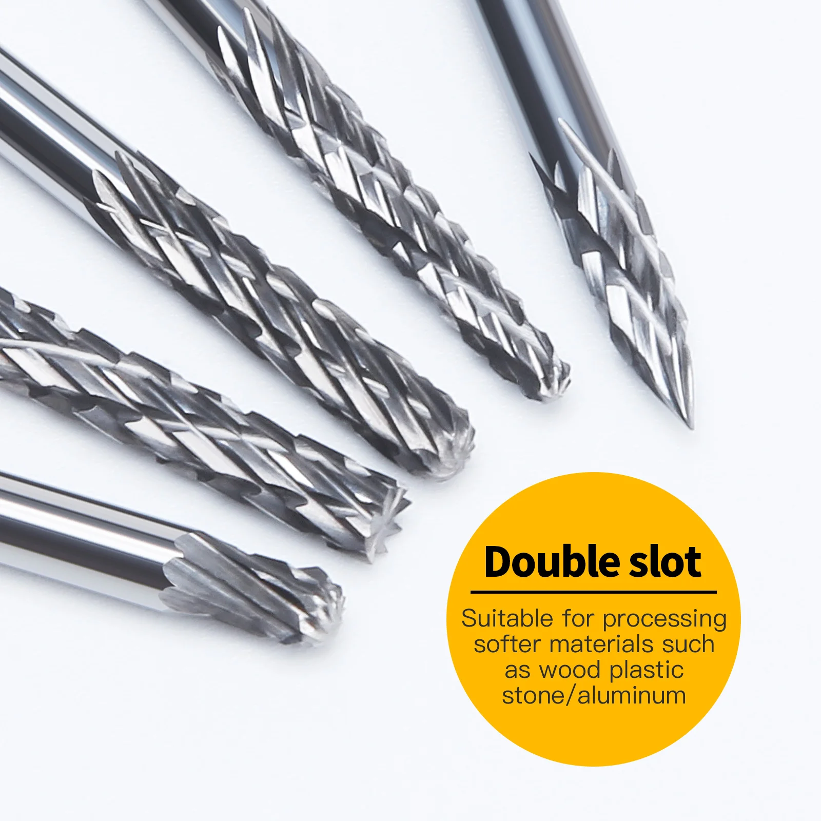 LIDIAO Set di frese rotanti in metallo duro con gambo da 3 mm Set di lime rotanti Punta per intaglio a doppio taglio per utensile per lucidatura di metalli in legno e acciaio