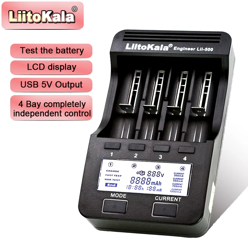 LiitoKala LII-500 Smart Universal LCD LI-ion Ni Mh AA AAA 10440 14500 16340 17335 17500 18490 17670 18650 Battery Charger
