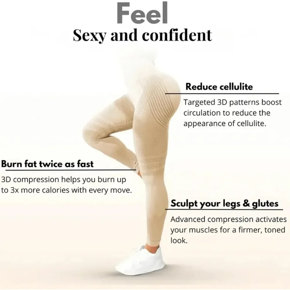 Slimove Cellulite 3D Leggings, High Waisted Butt Lifting Tummy Training Control, Anti Cellulite Legging for Gym Workout