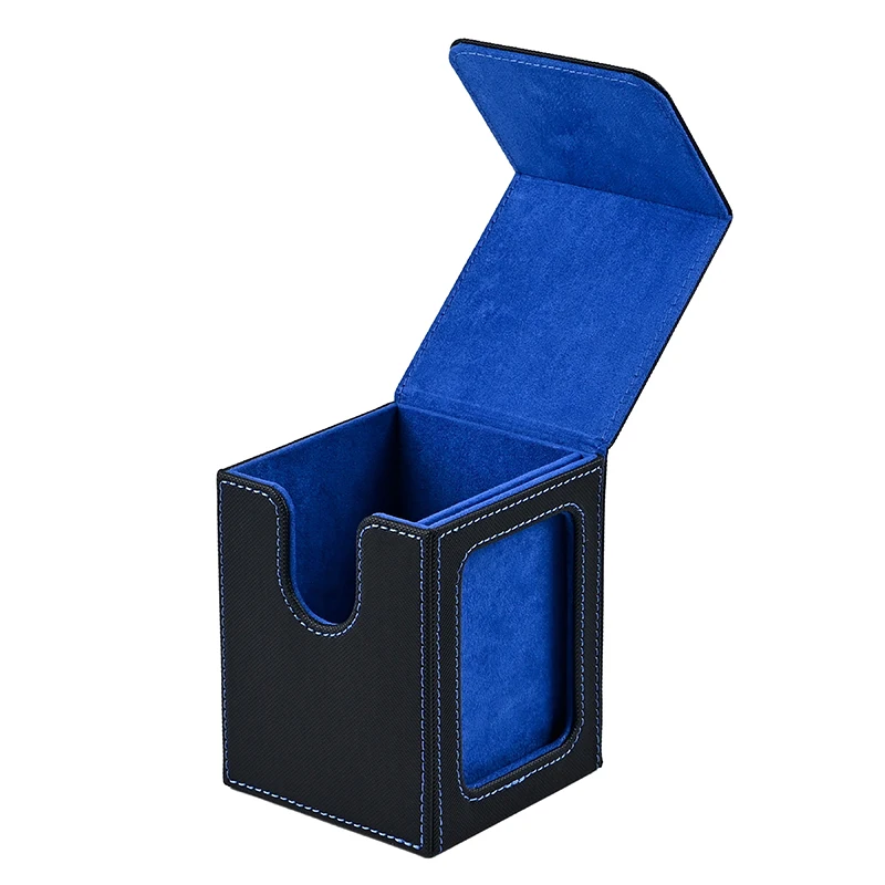 MTG-Kartendeckbox mit Sichtfenster, Aufbewahrungsbox für Sammelkarten, bietet Platz für 120 + einärmelige Karten, magnetische Box aus PU-Leder