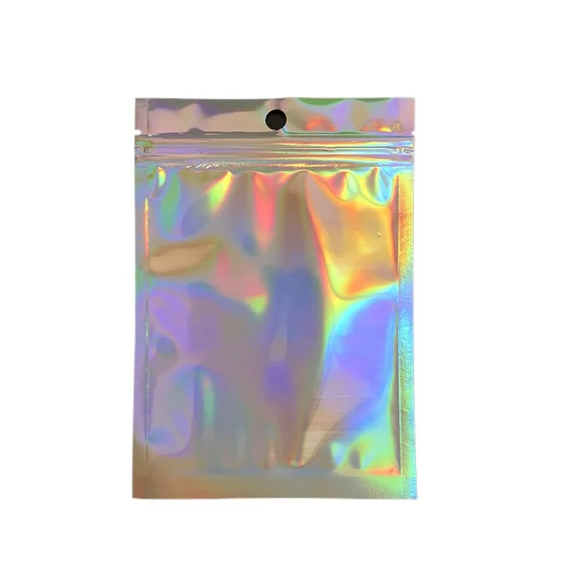 100pcs Holographic Resealable Mylar Bags Ziplock Candy Suger Tee Jewelry Beauty Storage Bag