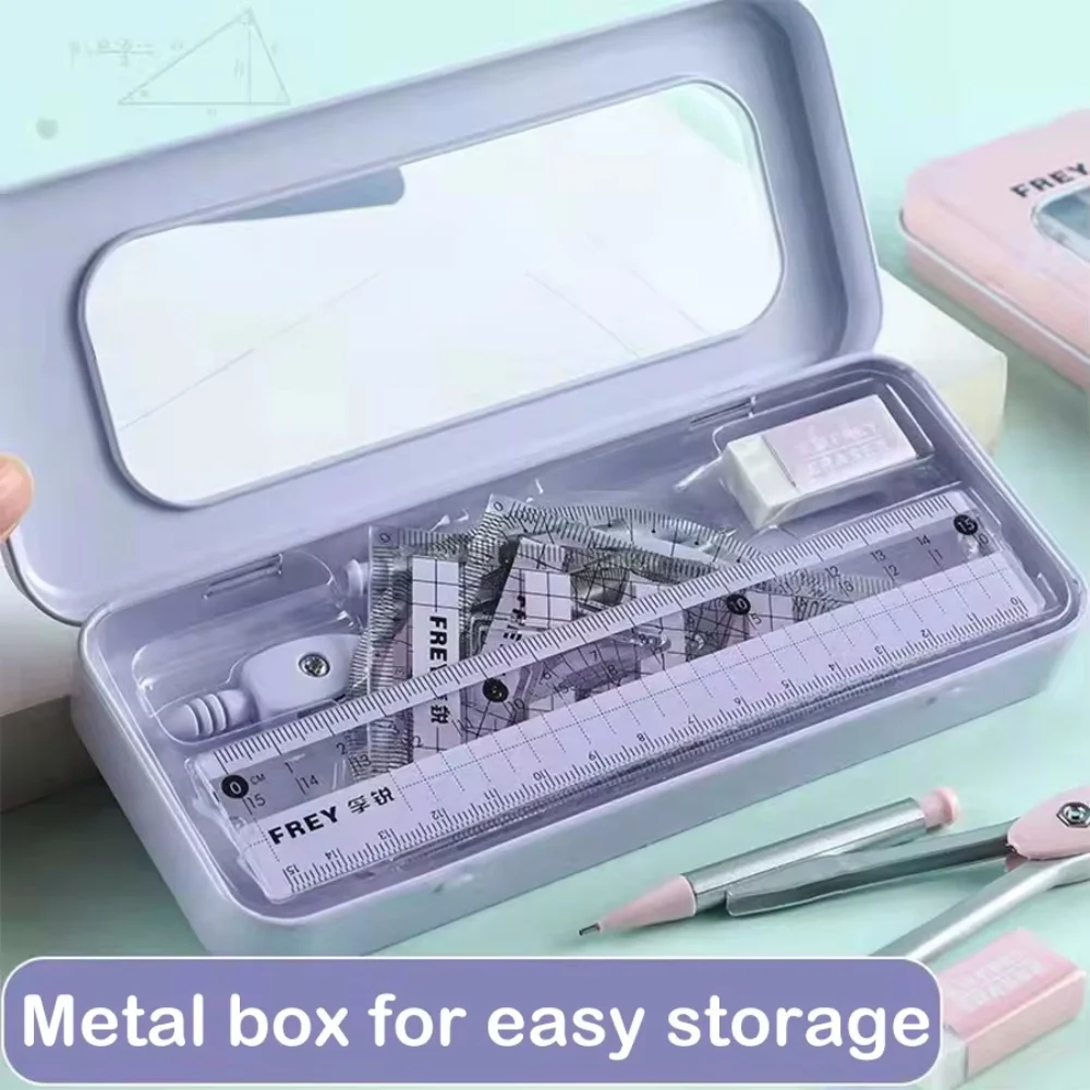 7-Piece Compass and Ruler Set Student Ruler Set Cute Rriangle Ruler Set Exam Specific Ruler Box Set Ruler Set School Starts