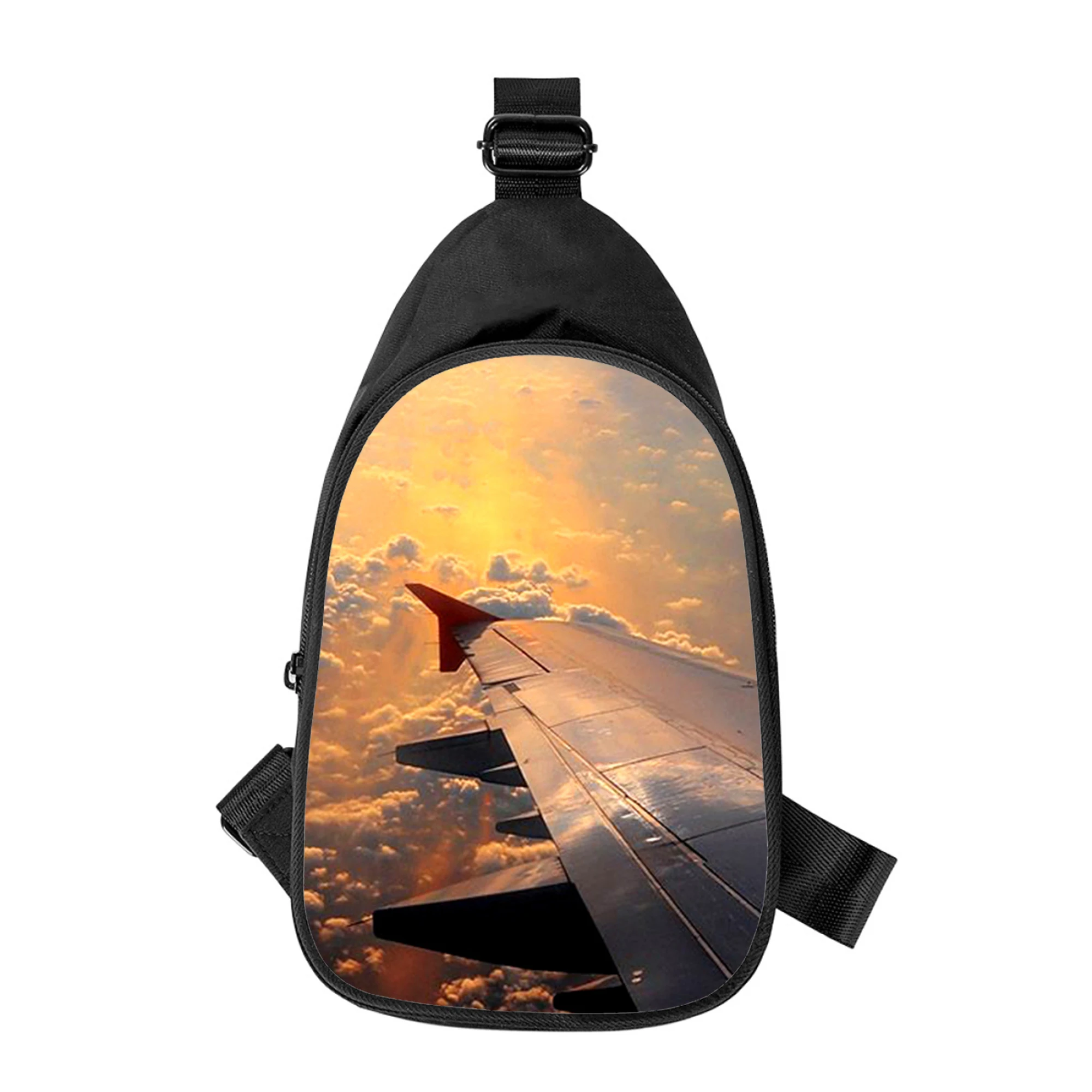 Flugzeug Himmel 3D-Druck neue Männer Kreuz Brusttasche diagonal Frauen Umhängetasche Ehemann Schule Hüft tasche männliche Brust packung
