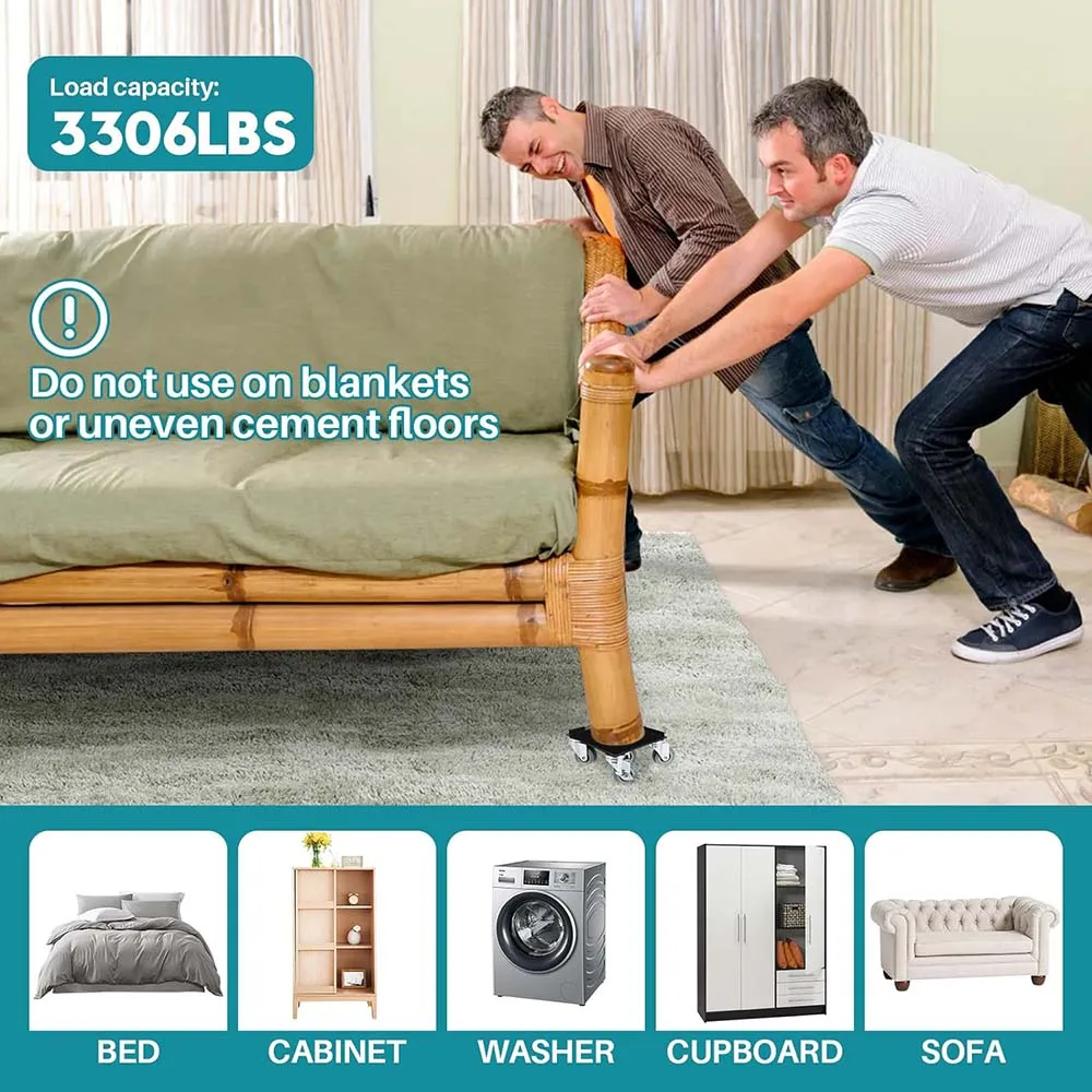 Upgrade Large Furniture Dolly, Furniture Movers With 5 360° Rotation Wheels And Brake, Maximum Load 3306LBS, Furniture Moving To