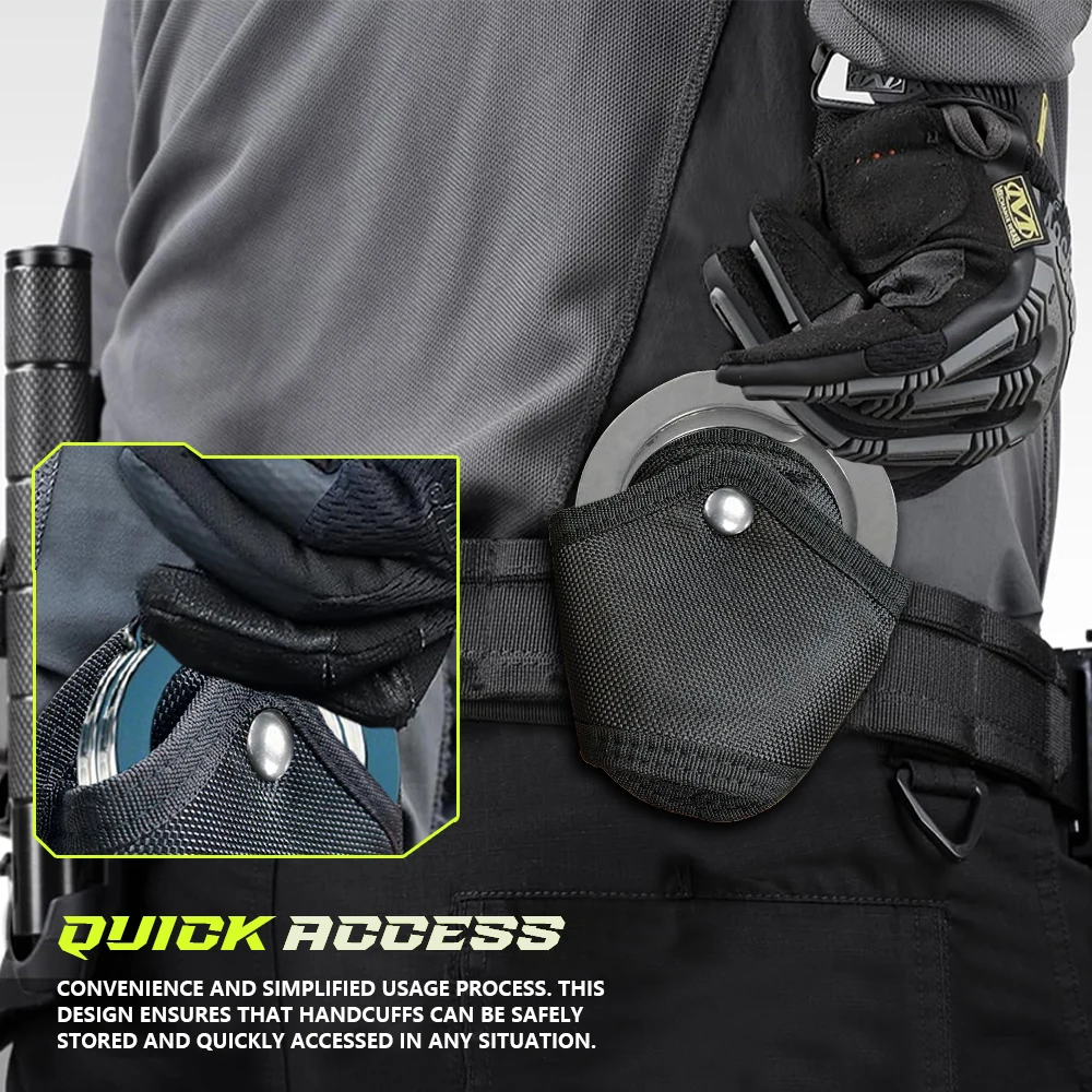 Tactical Molle Handcuff Holder,Quick Pull Out,Waist Pockets,Tool Key Phone Holder,Two Buttons,Adjustable,Fits 1.5inch Belt Loop