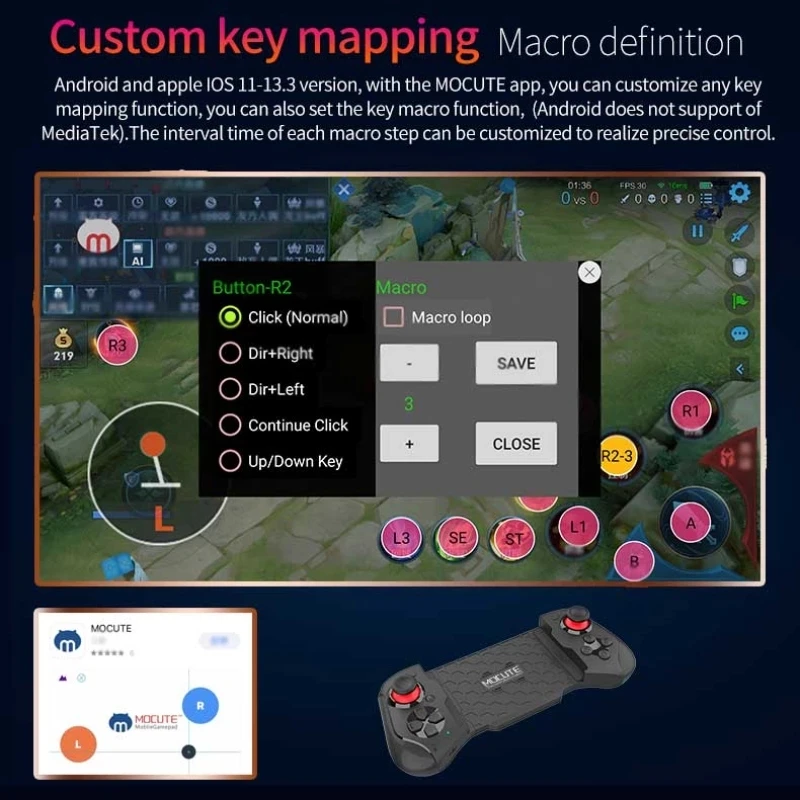 Joystick per gamepad per telefono cellulare per iPhone Controllo Android Controller Bluetooth Trigger Pubg Mobile Game Pad Gaming Cellulare Mando