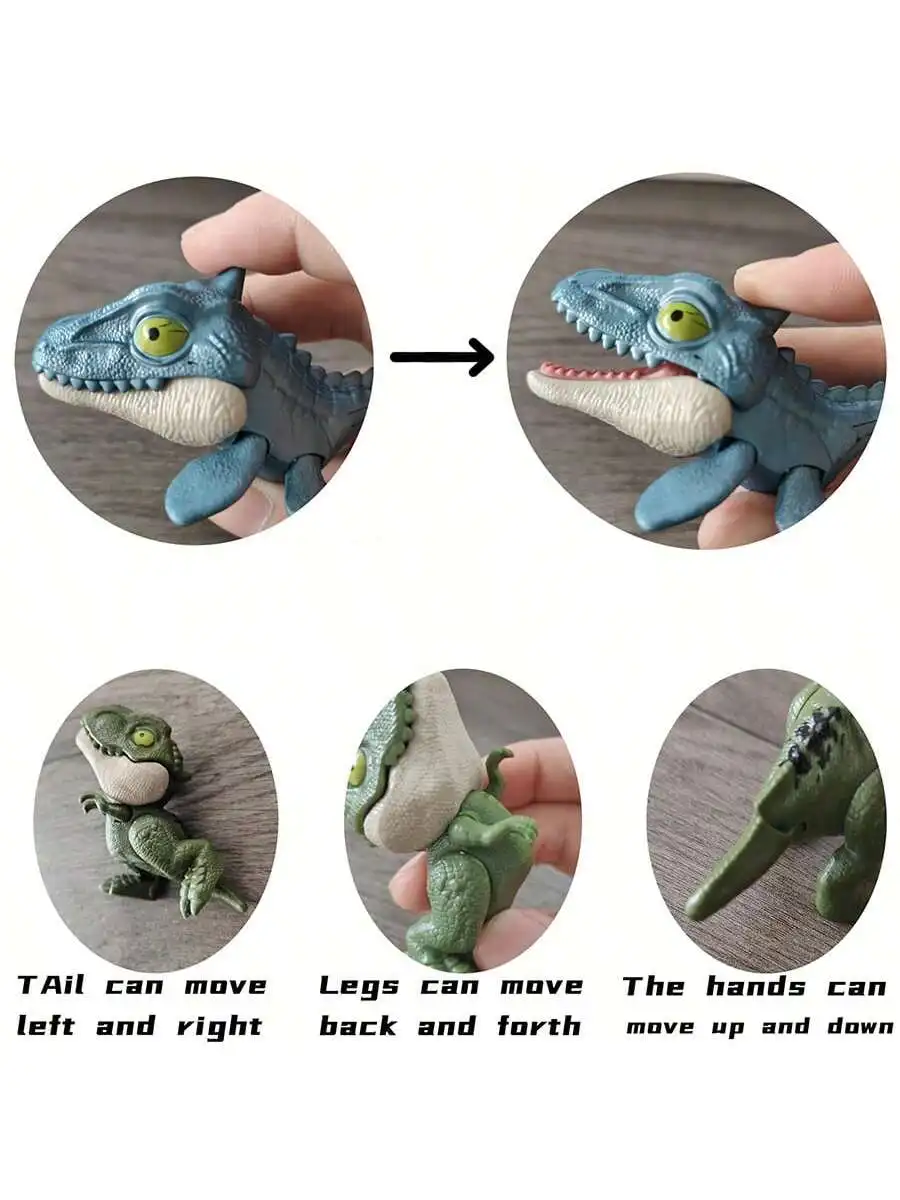 5&10PCS Biting Finger Dinosaurs Toy Collectibles for Display, Dinosaur Play and Snap On Figure Novelty Creative Theater Puppet