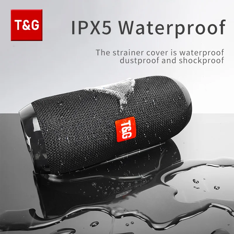 ลําโพงบลูทูธ T & G TG117 แบบพกพา TWS เสียงกล่องลําโพงกันน้ํากลางแจ้งสเตอริโอลําโพงรองรับ TF วิทยุ FM