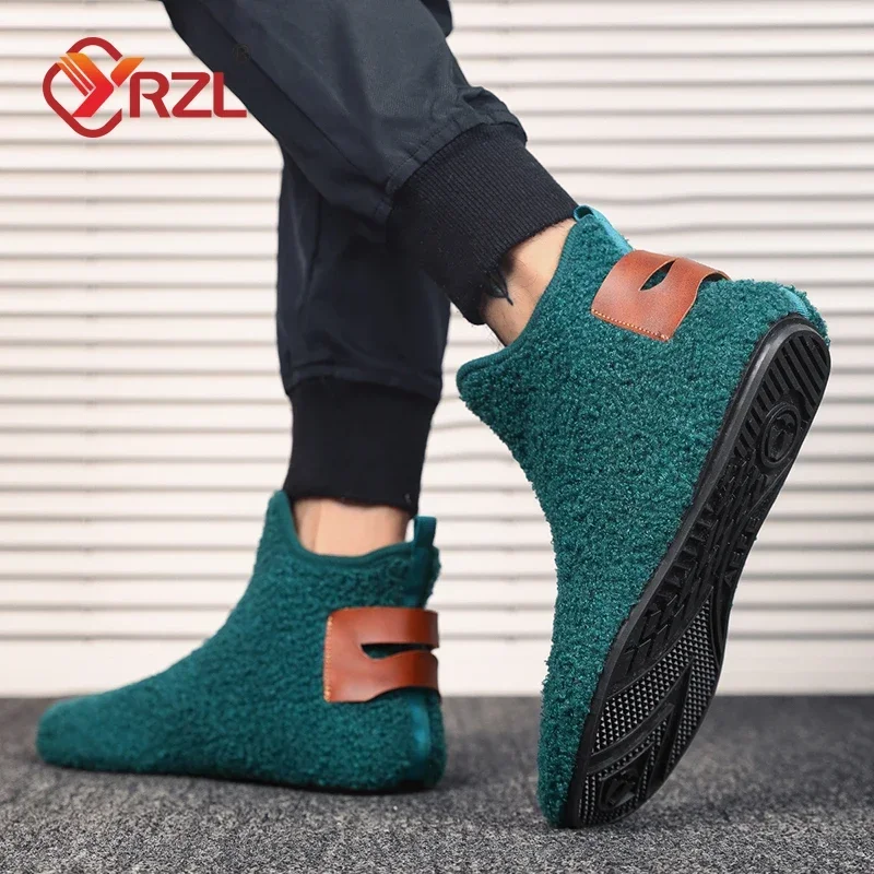 YRZL Winter Baumwolle Schuhe Männer High Top Warm Slip auf Leichte Hausschuhe Männer Plüsch Innen Baumwolle Loafer Männer Winter Warme Schuhe