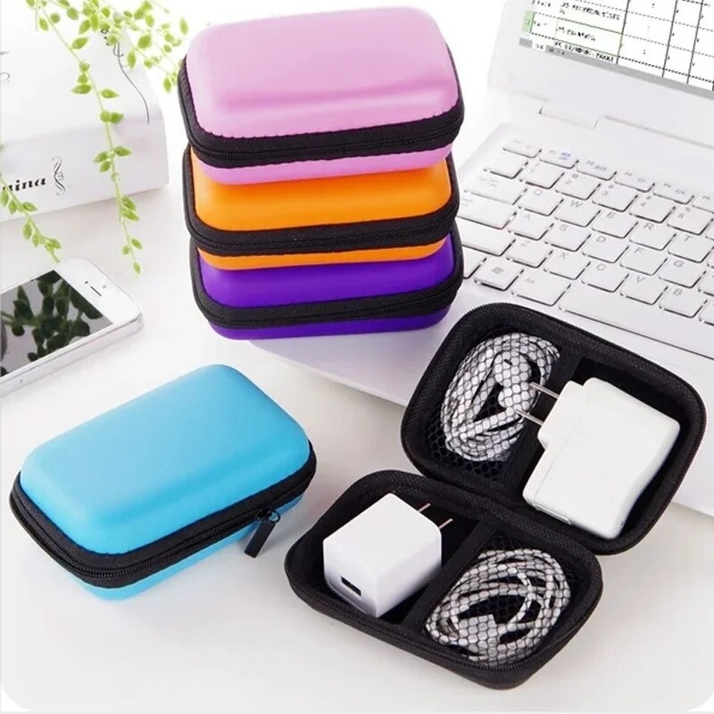 Estojo de carregamento de artigos diversos para pacote de fone de ouvido saco com zíper portátil organizador de cabo de viagem armazenamento eletrônico