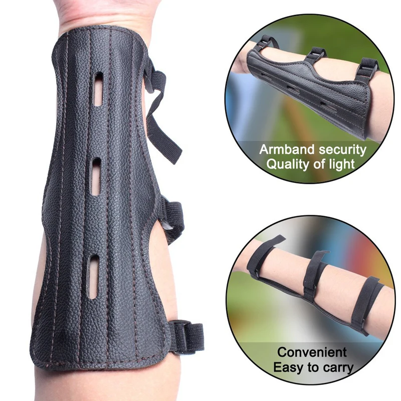 Equipo de tiro con arco de cuero, Protector de brazo, protección del antebrazo, arco ajustable seguro, flecha, caza, tiro, accesorios de entrenamiento, Protector