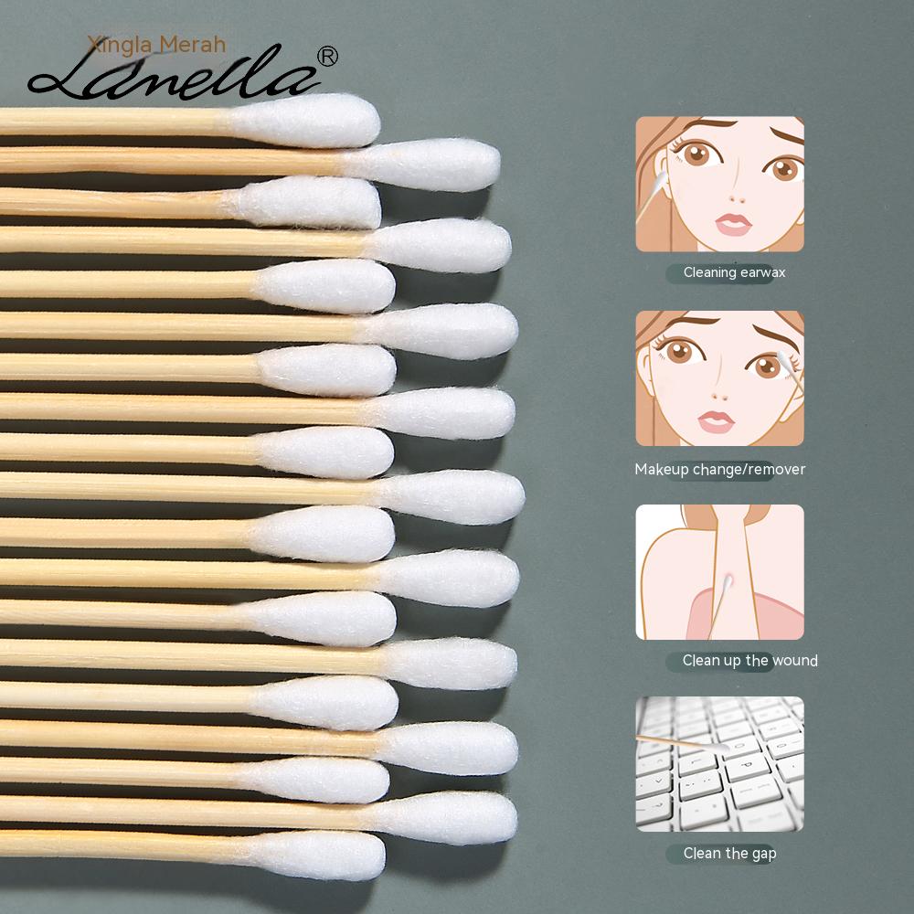 100pcs Disposable Cotton Swab Lint Free Micro Brushes Wood Cotton Buds Swabs Clean Stick Eyelash Extension Glue Removing Tool