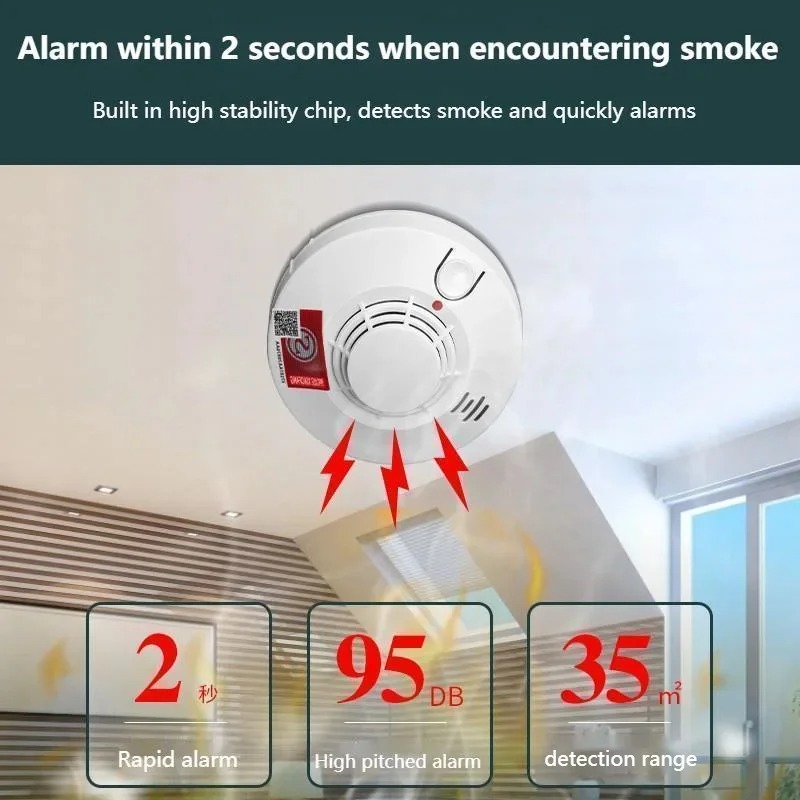 Smoke Detector Home Security Advanced Smoke Sensor Fire Alarm for Mall School Home Sensing Detector Home Security System