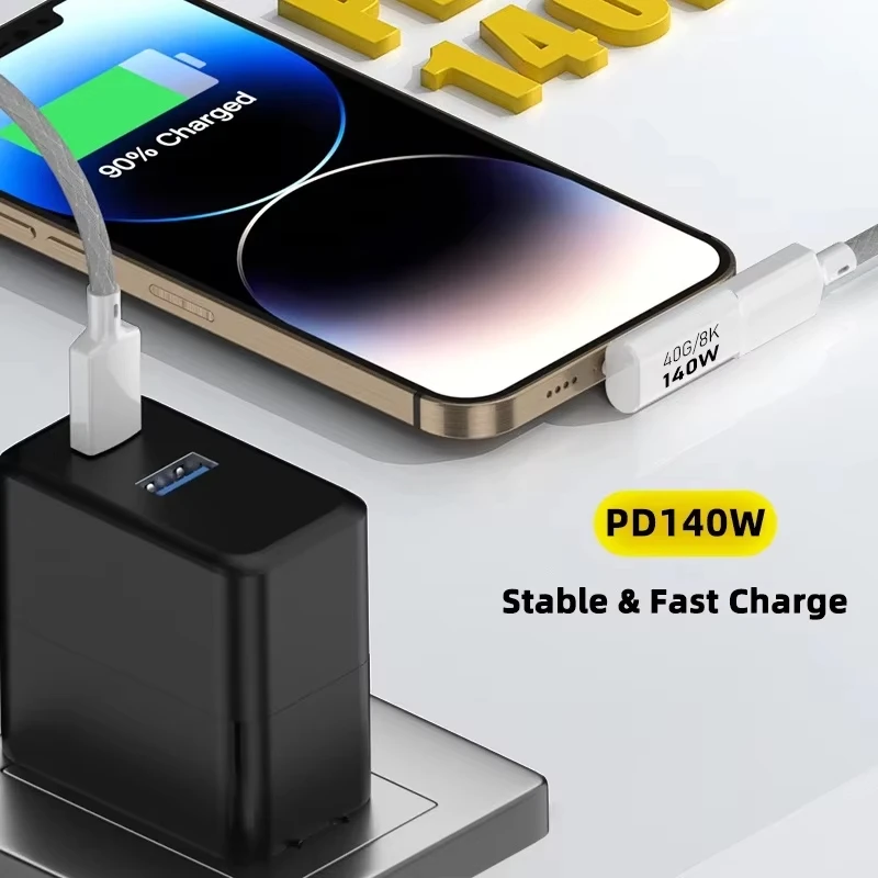 NNBILI PD140W USB4.0 Type C to USB C Fast Charging Adapter Converter 40Gbps Cable Data Sync 8K@60Hz USBC OTG Adapter for MacBook