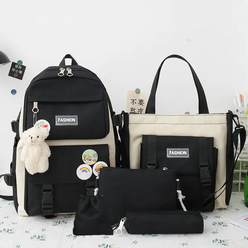 Set da 4 pezzi Zaino per scuola primaria Donna Ins Versione coreana del campus Zaino leggero di grande capacità Resh Junior High