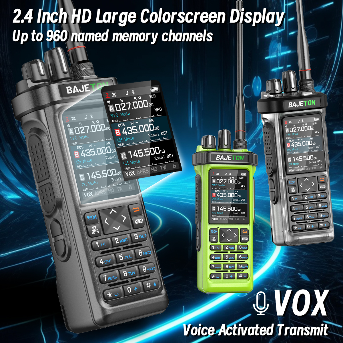 BAJETON BJ-9000 APRS GPS Walkie Talkies Bluetooth Programming 10W CB 27Mhz Transceiver Receive ShortWave For RT-950 Ham Radio