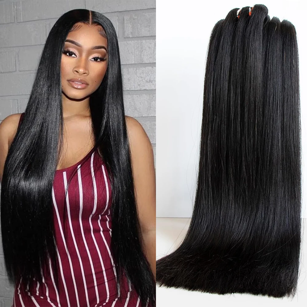 100% humano vietnamita feixes de cabelo cru super duplo desenhado 16a pacote de cabelo virgem em linha reta tecer cabelo humano extensão de extremidades grossas