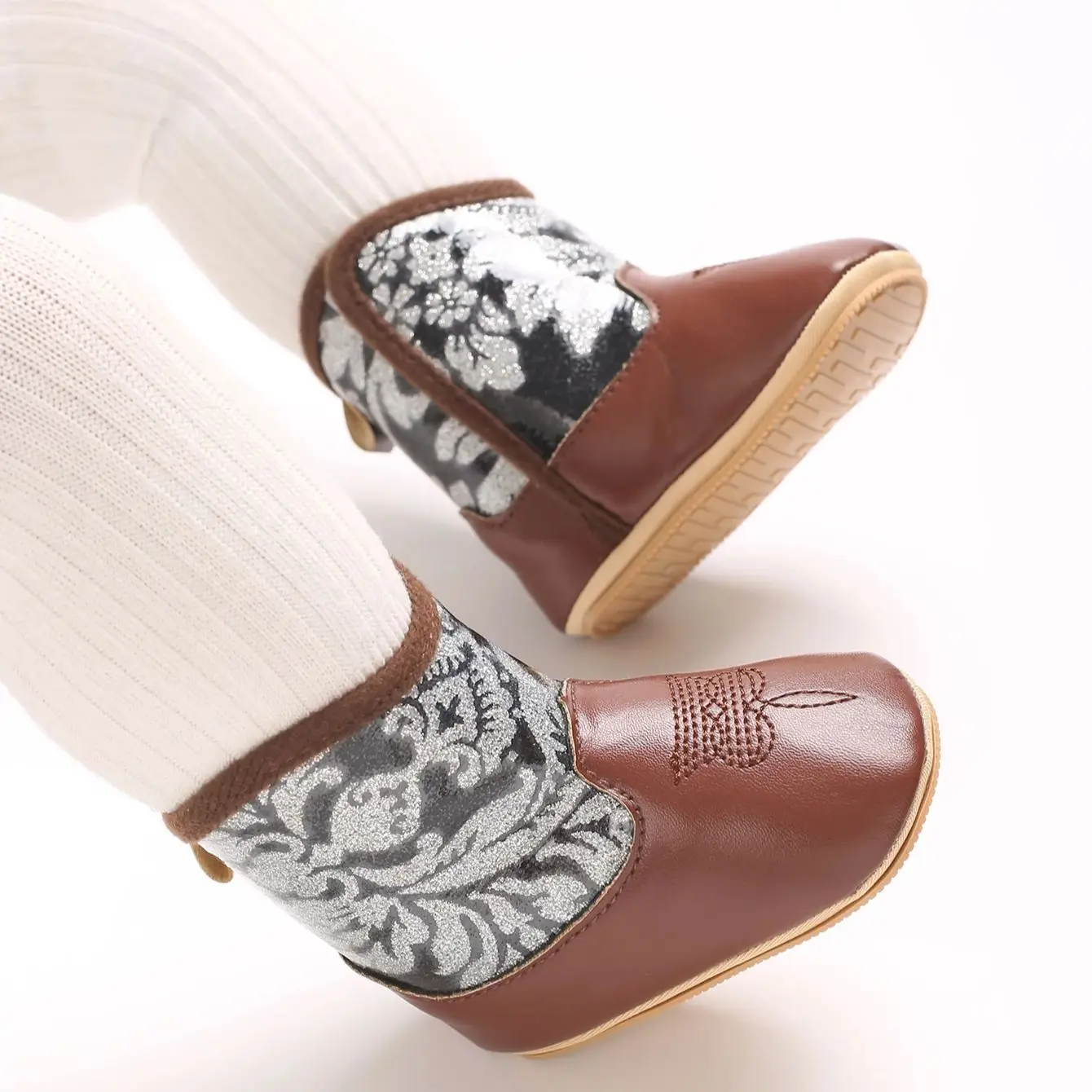 Botas de cowboy para bebês - estilo ocidental |   Sapatos de primeira caminhada com sola macia para recém-nascidos e pré-escolares