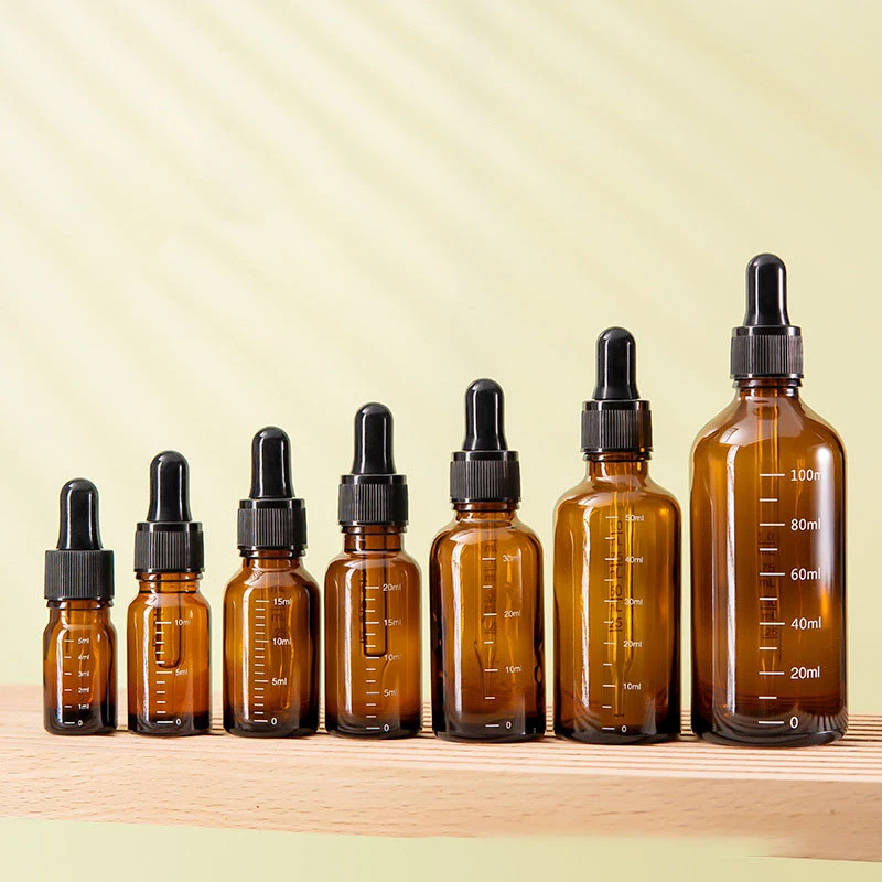 5ml-100ml Dropper 병 (스케일 시약 포함) 안약 앰버 유리 아로마 테라피 액체 피펫 병 리필 용 병 여행