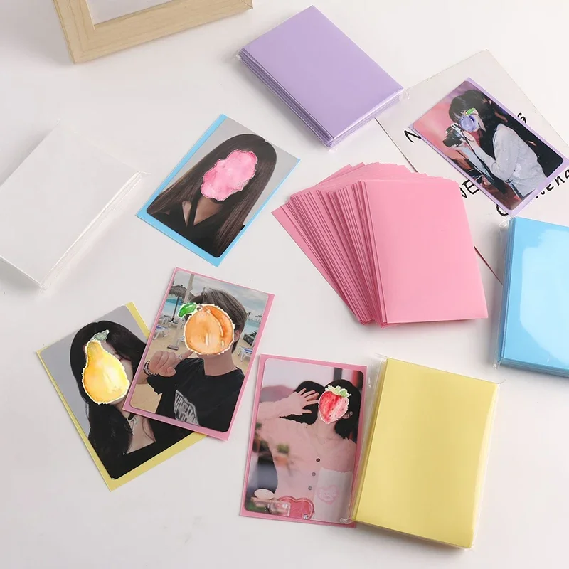 50 개/갑 아이스크림 컬러 카드 가방 Photocard 슬리브 아이돌 사진 카드 보호 보관 가방 PP 서리로 덥은 카드 필름