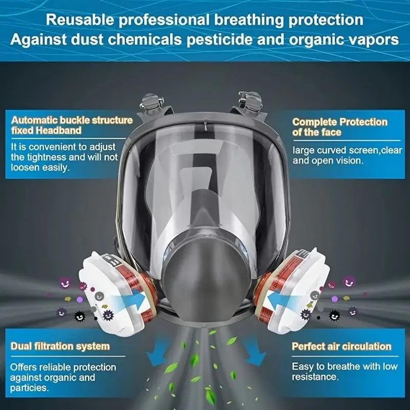 27 In 1 6800 อุตสาหกรรมจิตรกรรม Spraying Respirator หน้ากากแก๊ส 15 In 1 ชุดความปลอดภัยทํางานกรองฝุ่น Full Face Mask เปลี่ยน MMM