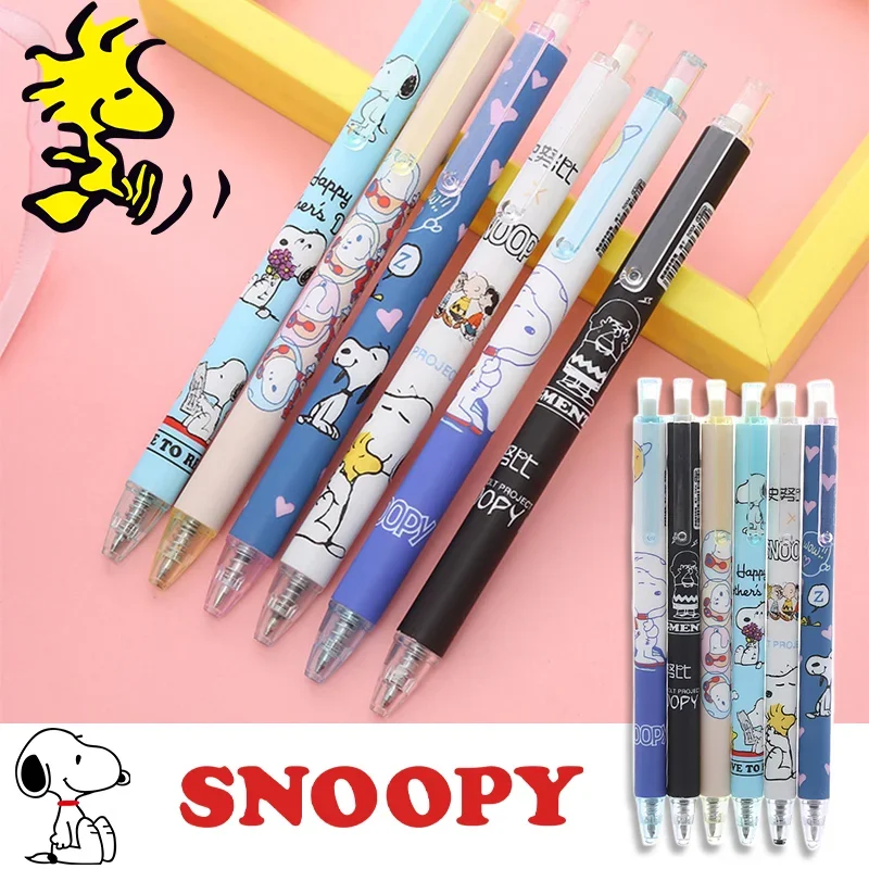 Snoopy Schwarze Gelschreiber, Pressstift, 0,5 mm, für Studenten, Schule, Cartoon, Büro, Schreiben, Zeichenwerkzeuge, niedliches Anime-Untersuchungs-Briefpapier