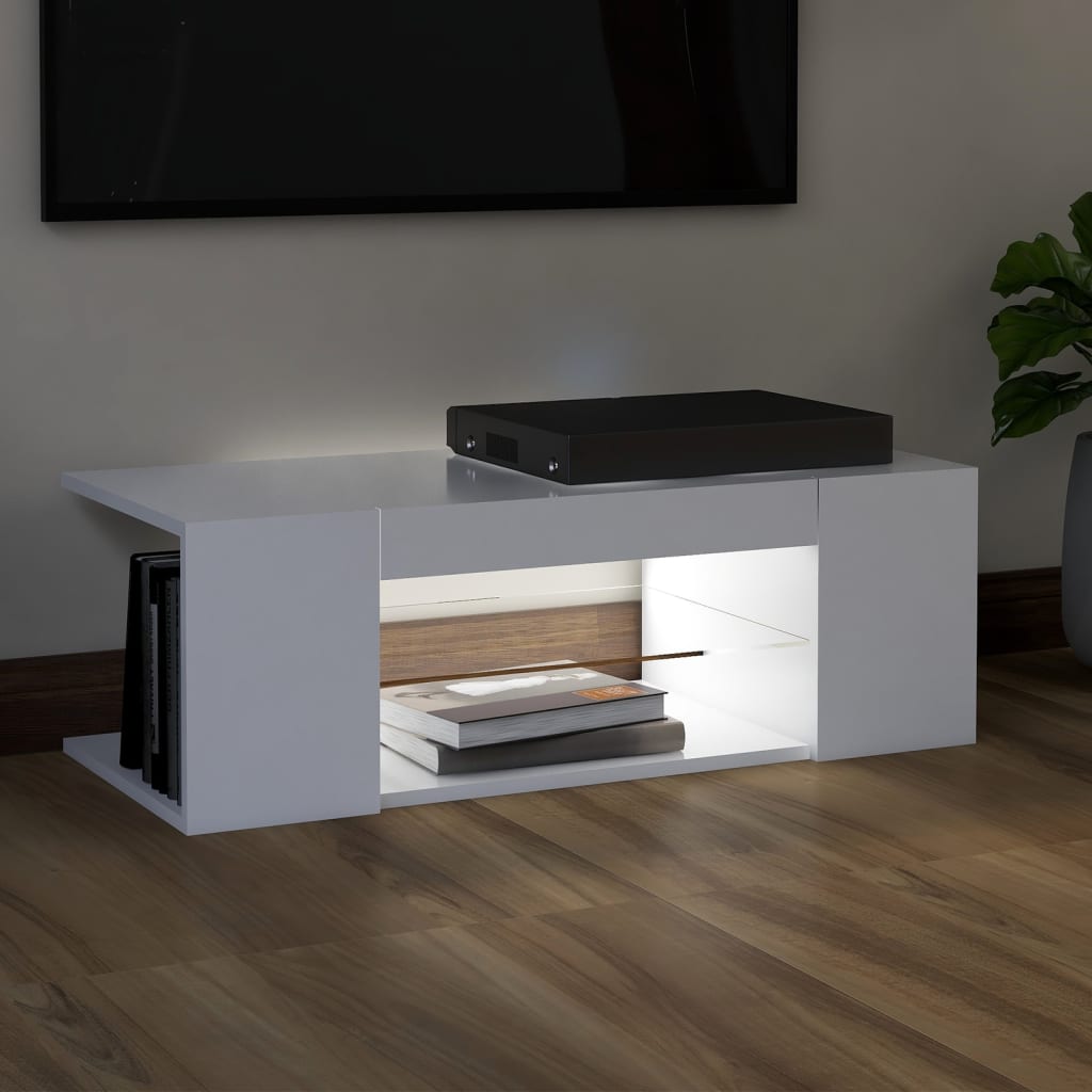 Mobile TV con luci LED bianche 90x39x30 cm