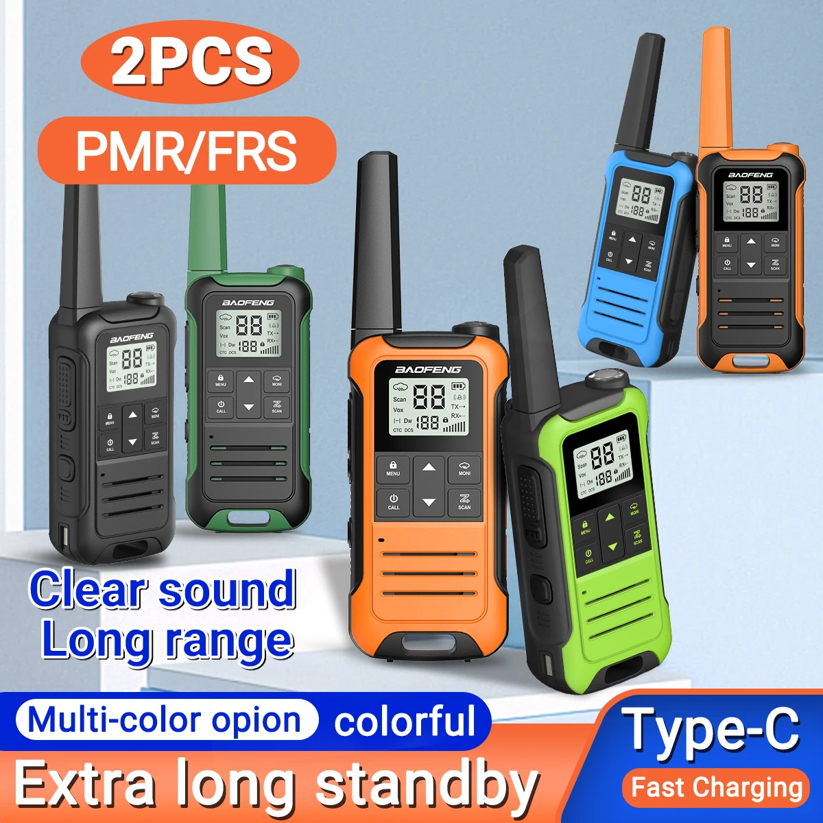 2 uds Baofeng F22 Mini Walkie Talkie PMR FRS Radio de comunicación Walkie Talkies Profesional transceptor de Radio Ham para restaurantes
