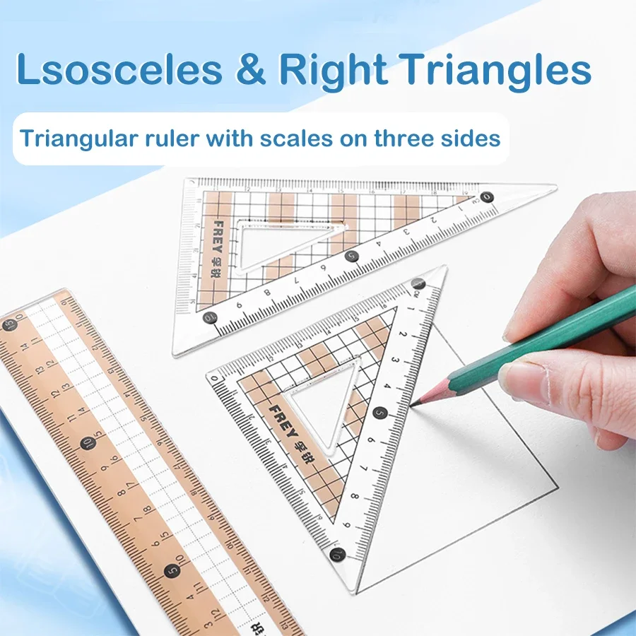 7Pcs Back to School Math Geometry Set, Multi-Function Drawing Tools with Compass, Rulers for Students School Supplies Stationery