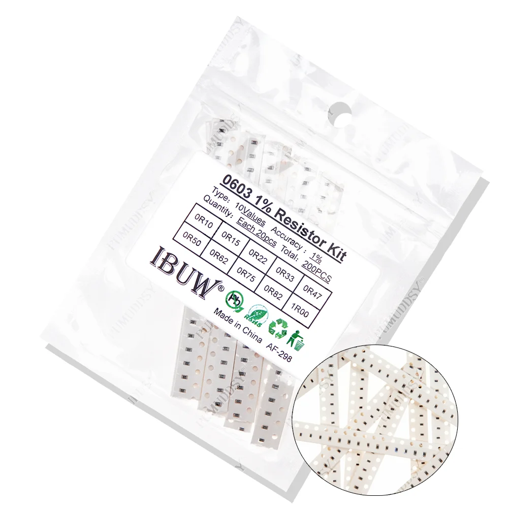 200 Uds 660 Uds 720 Uds 4000 Uds 0402 0603 0805 1206 1210 2512 kit de resistencia smd igmopnrq kit surtido 10k 100k 1k 1r 100r 220r 1% 5%