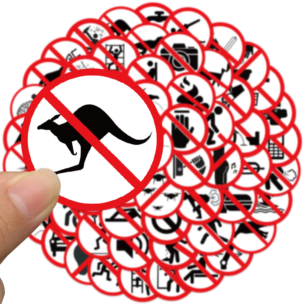 62 pçs engraçado adesivos de advertência sinal de proibição perigo vinil diy decalque carro scooter motocicleta mala diversulação adesivo brinquedo clássico