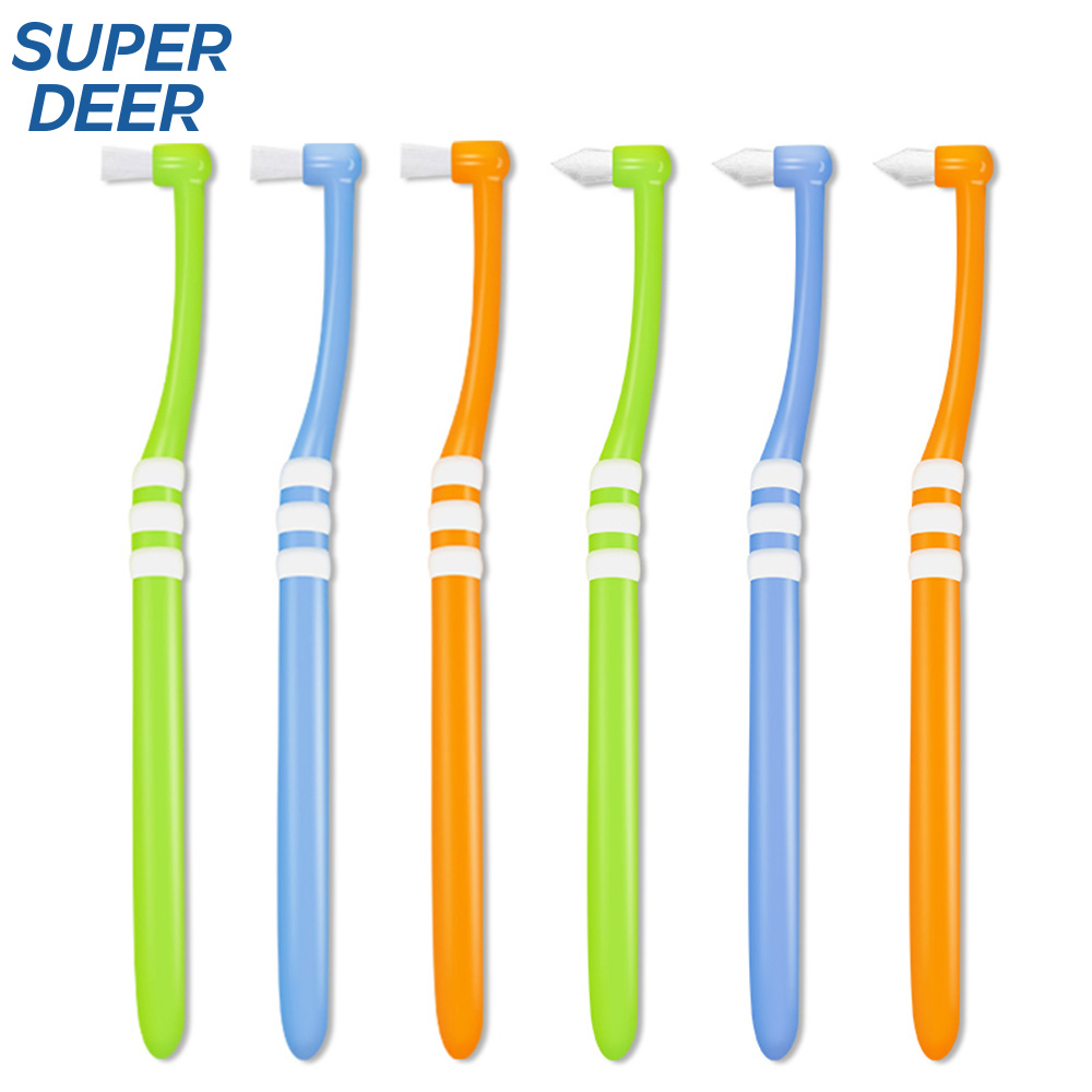 スーパー鹿 1PC 歯科矯正歯ブラシ尖ったフラットヘッドプロフェッショナルクリーニングブラシ歯間口腔衛生ツール