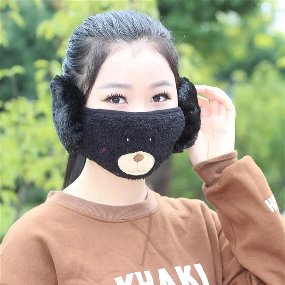 แฟชั่นฤดูหนาว WARM 2 in 1 หน้ากาก Earmuffs Thicken Plush เย็นปาก Breathable ป้องกันฝุ่นหูอุ่นผู้หญิงหญิง