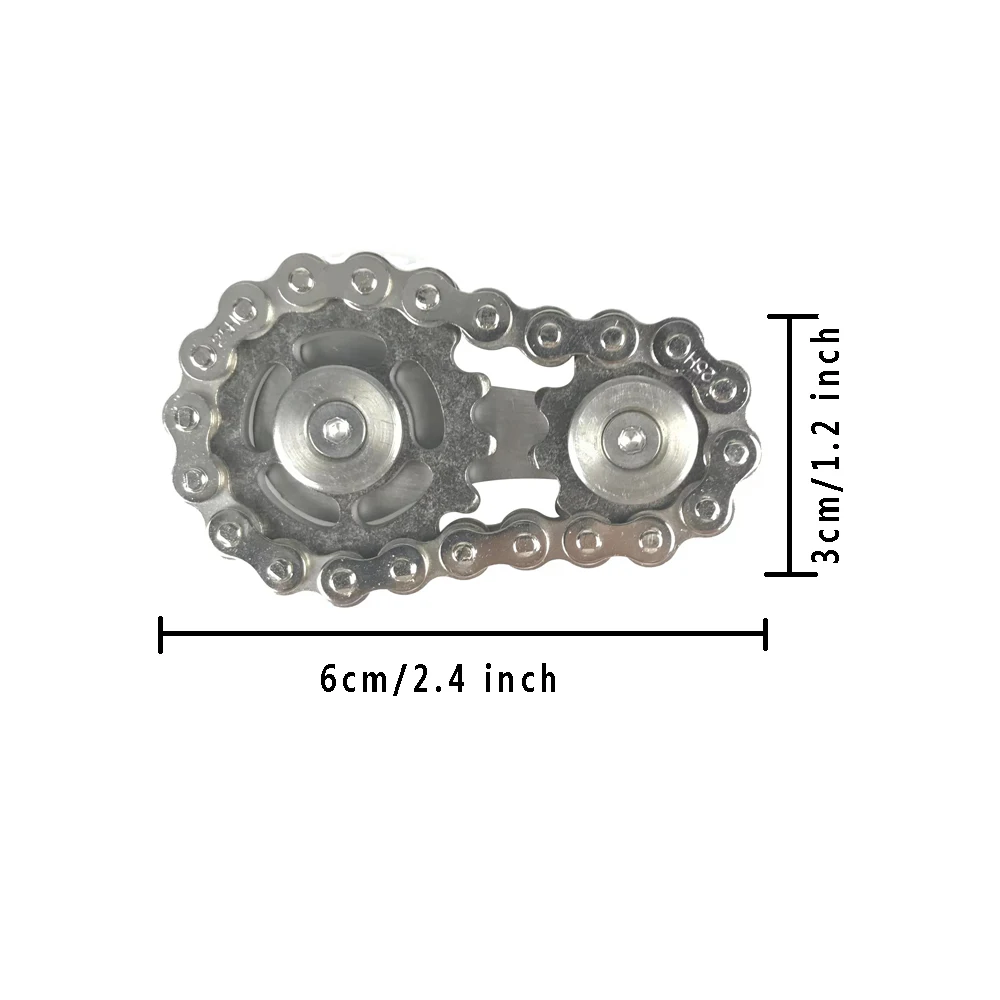 1/2-Pack with Pouch Chain Gear Fidget Spinner-3-Layer Stainless Steel Finger Gyro Toy with Ball Bearing for Stress Relief&Focus