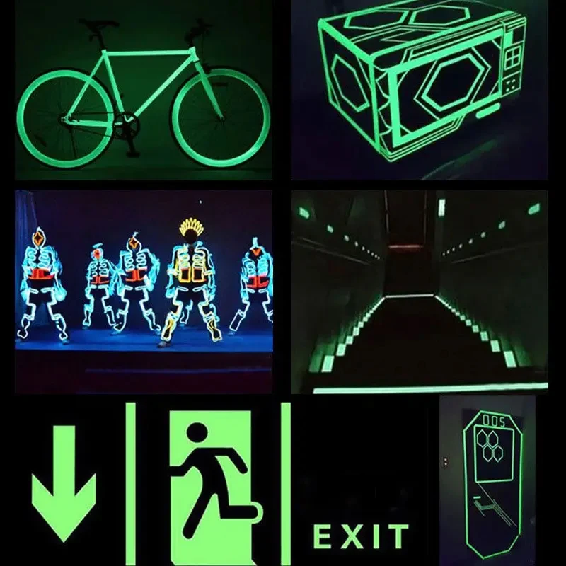 Nastro di avvertimento fluorescente verde - Nastro di sicurezza luminoso autoadesivo, nastro luminoso decorativo fai-da-te, nastro di sicurezza per scale