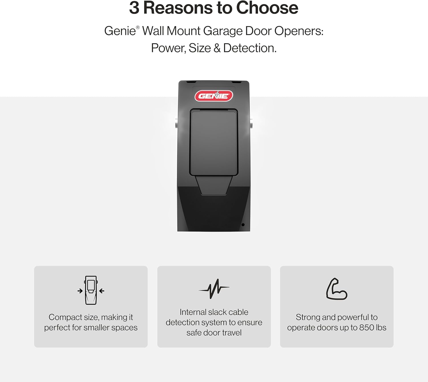 Residential Wall Mounted Garage Door Opener, Black