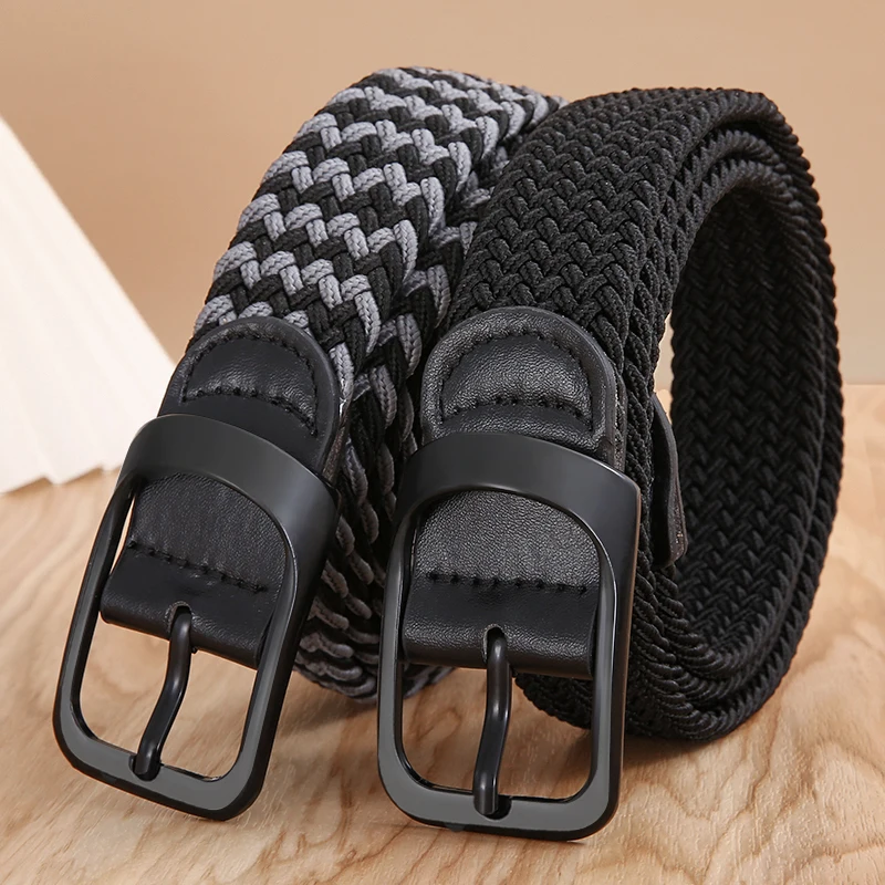 Cintura in tessuto da uomo e da donna senza punzonatura Cintura in tela elasticizzata elastica Cintura per pantaloni da studente versatile in stile coreano femminile