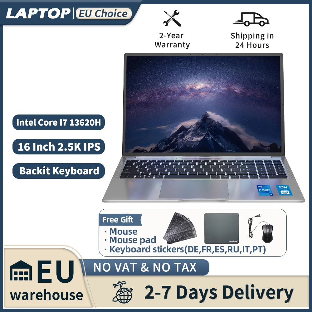 Laptop 16 pollici 2.5K 120Hz Intel Core i7-13620H WiFi 6 32GB RAM 1TB SSD Laptop Windows 11 pro Notebook Computer da ufficio